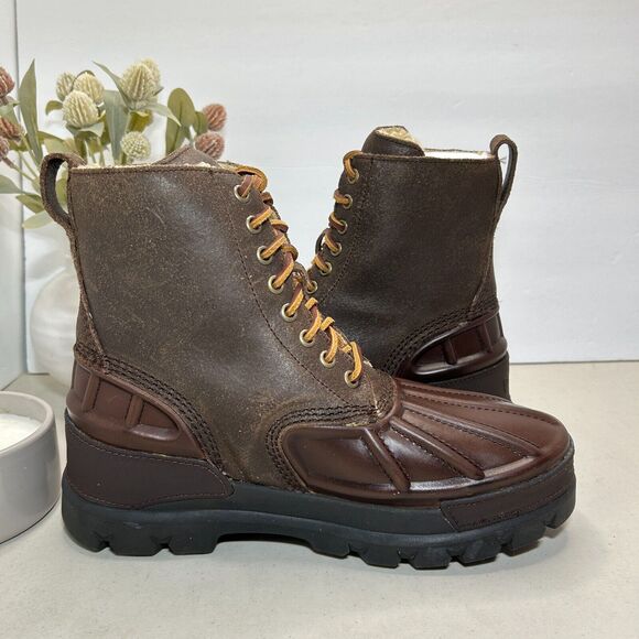 Polo Ralph Lauren Oslo High II Boot Leather Suede Shearling Brown Mens US 8D NWB - Picture 6 of 12